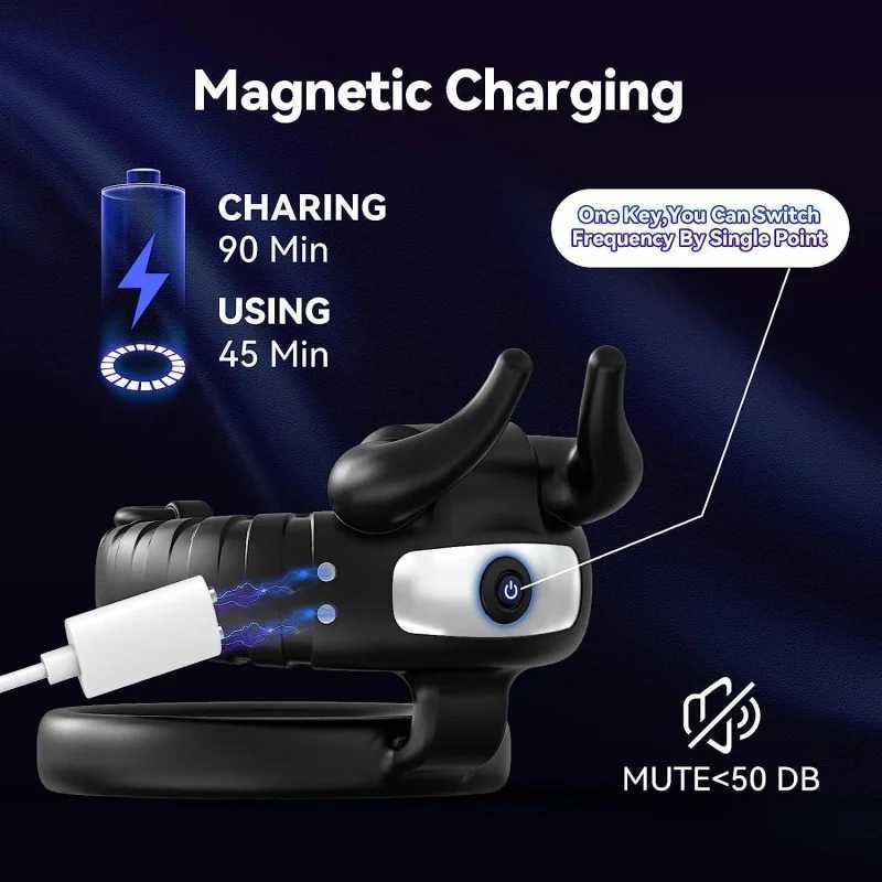 Powerful Male Vibrating Lock Semen Ring Penis Ring Wearable Cock Ring 10 Frequency Vibrator Delay Ejaculation Trainer Sex Toys XJ250607