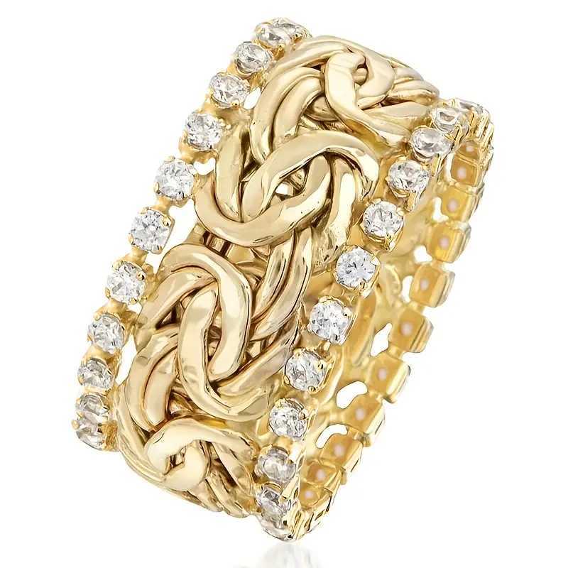 Huitan New Arrival Fashion Engagement Rings for Women Gold Color Bright Zirconia Finger Accessories Luxury Wedding Band Jewelry W250606
