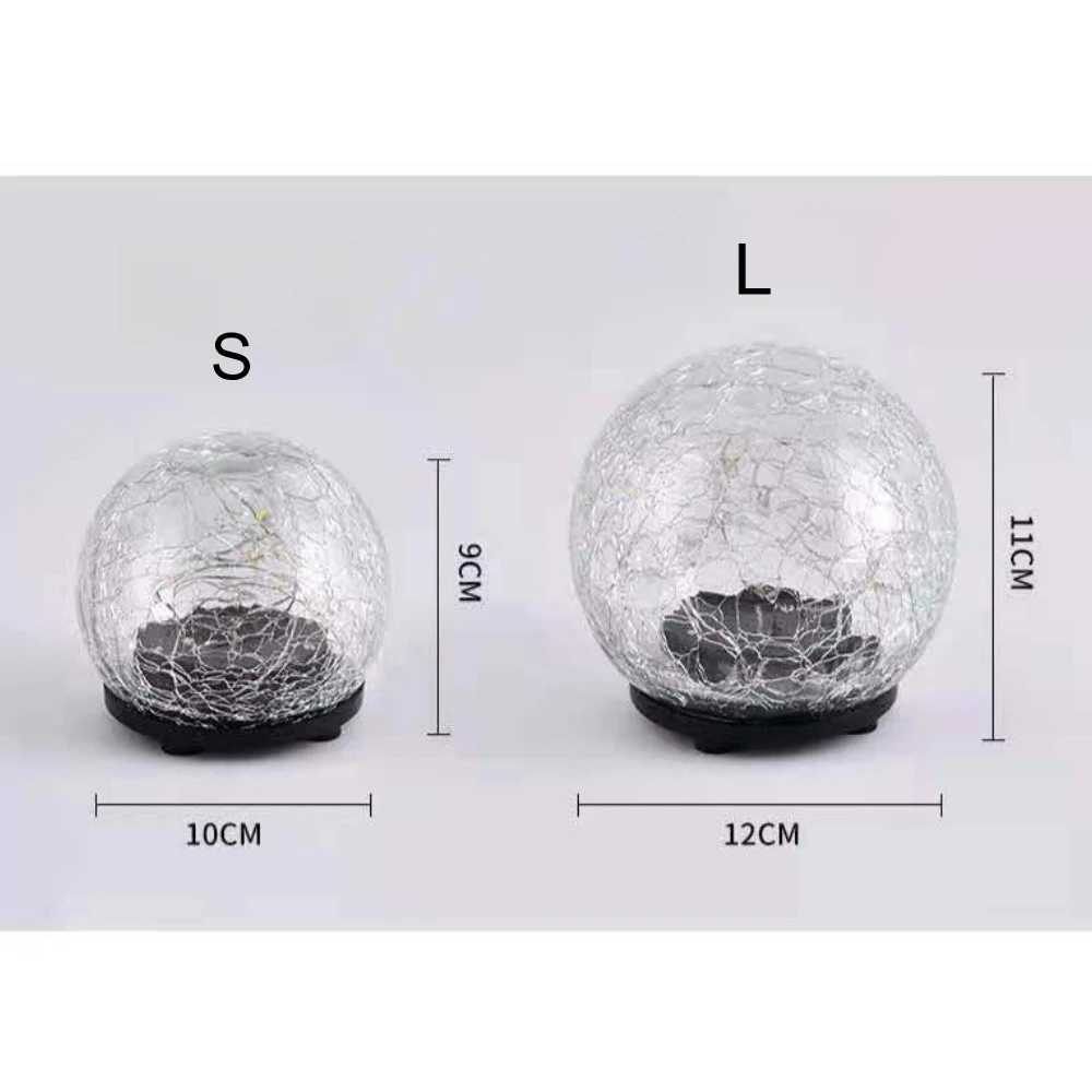 Solar Glass Ball Garden Light Cracked Glass Lamp Waterproof Landscape Lawn Decor Light for Villa Walkway Path Yard Holiday XJ250606
