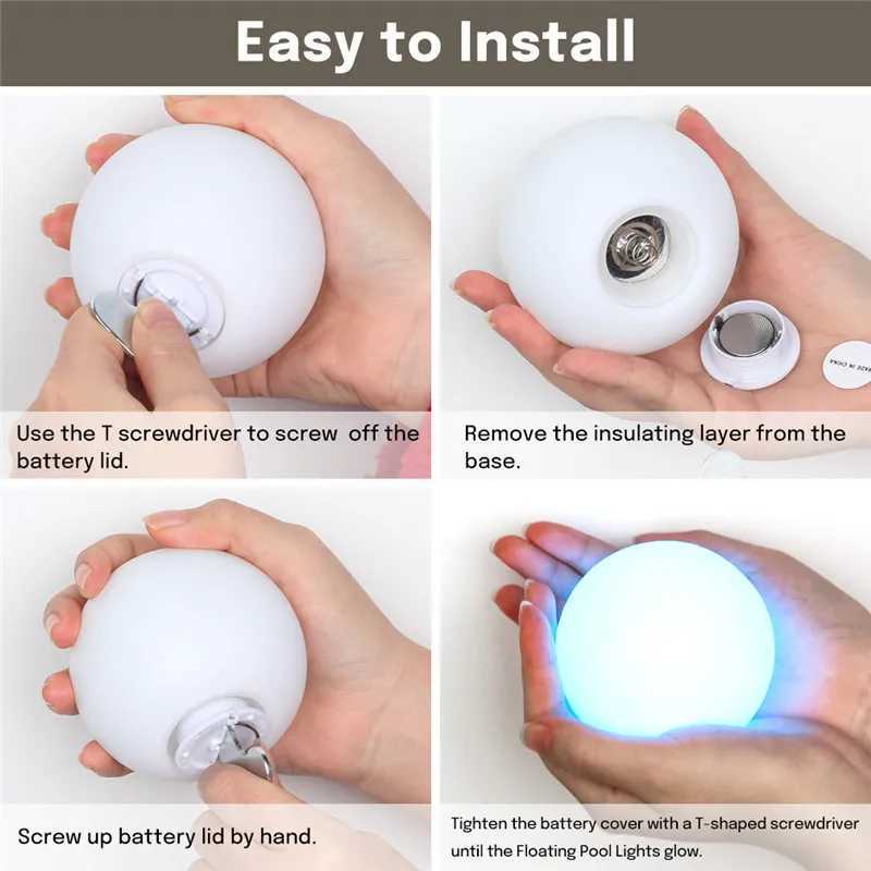 1/6PC Floating Garden Ball Light Swimming Pool Lights 16Color Waterproof Lawn Lamp Pool Toy Outdoor Party Wedding Bar Decor W250607