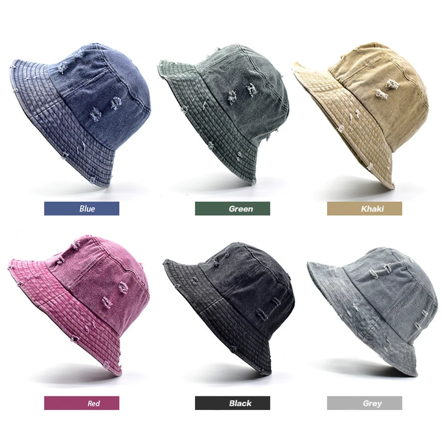 Fashion Women Men Washed Denim Solid Vintag Bucket Hats Lady Male Spring Summer Autumn Panama Fisherman Cap Hat For Women Men 250605