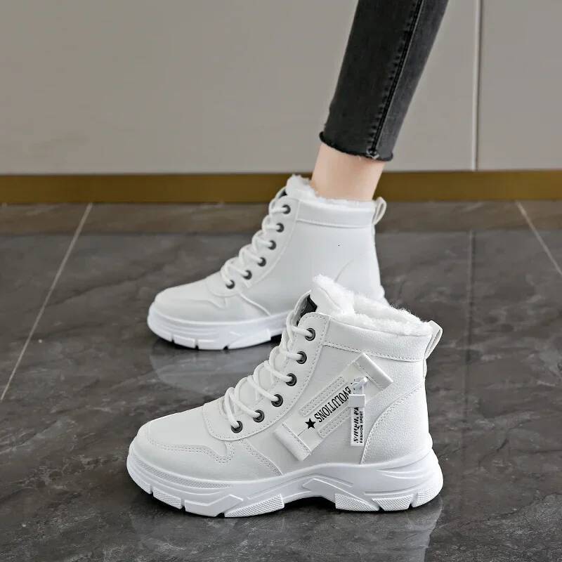 Ddmyoutdoor Womans Women S Winter New Versatile Ankle Short Boots Sport British Thick Bottom With Veet Casual Cotton Shoes Outdoor Shoes