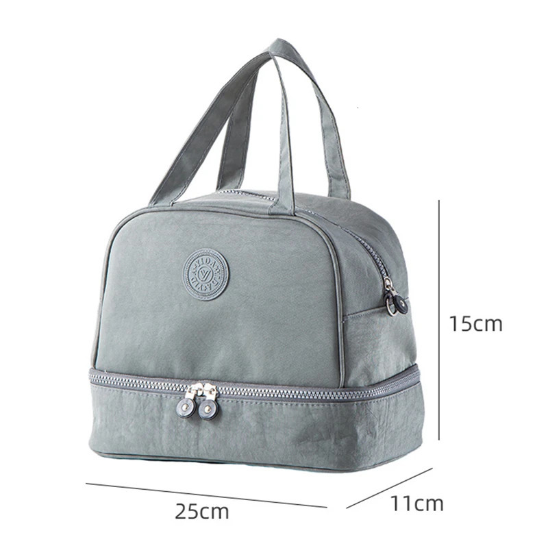 Double Layer Portable Thermal Lunch Bag Large Capacity Outdoor Picnic Food Insulated Cooler Bags Bento Box Pouch Ice Pack 250606