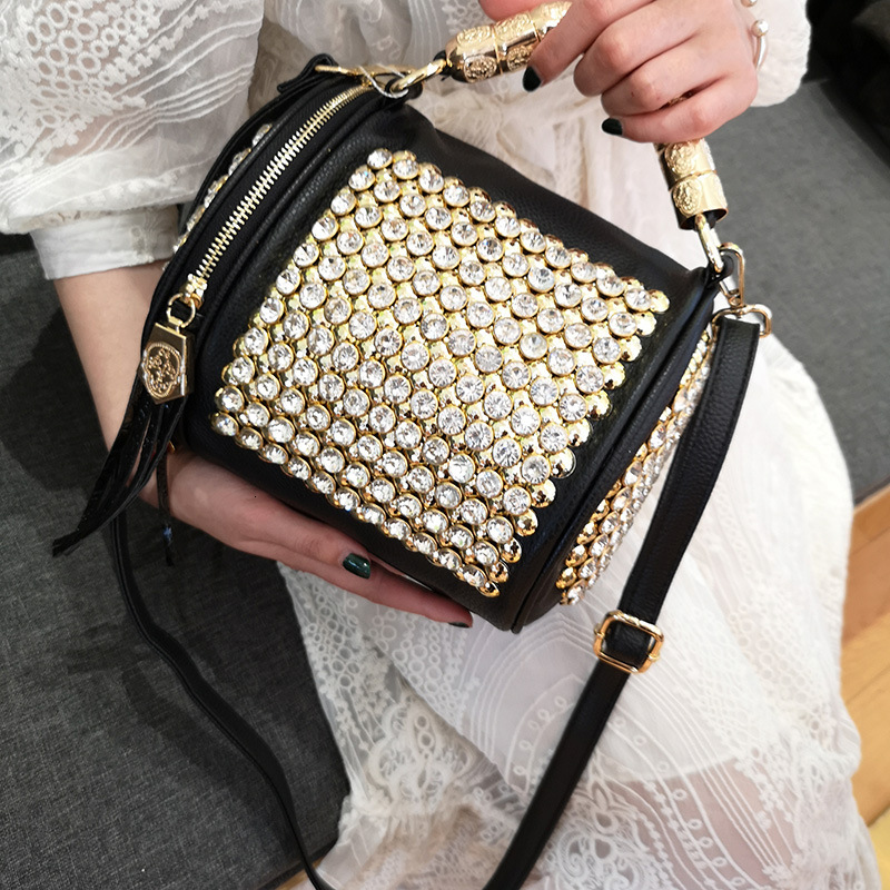 Top High Quality New Style Women's Bag 2023 New Handbag Cylinder Bag Pearl Bag Colorful Diamond Bag Single Shoulder Crossbody Small Bag New Free 