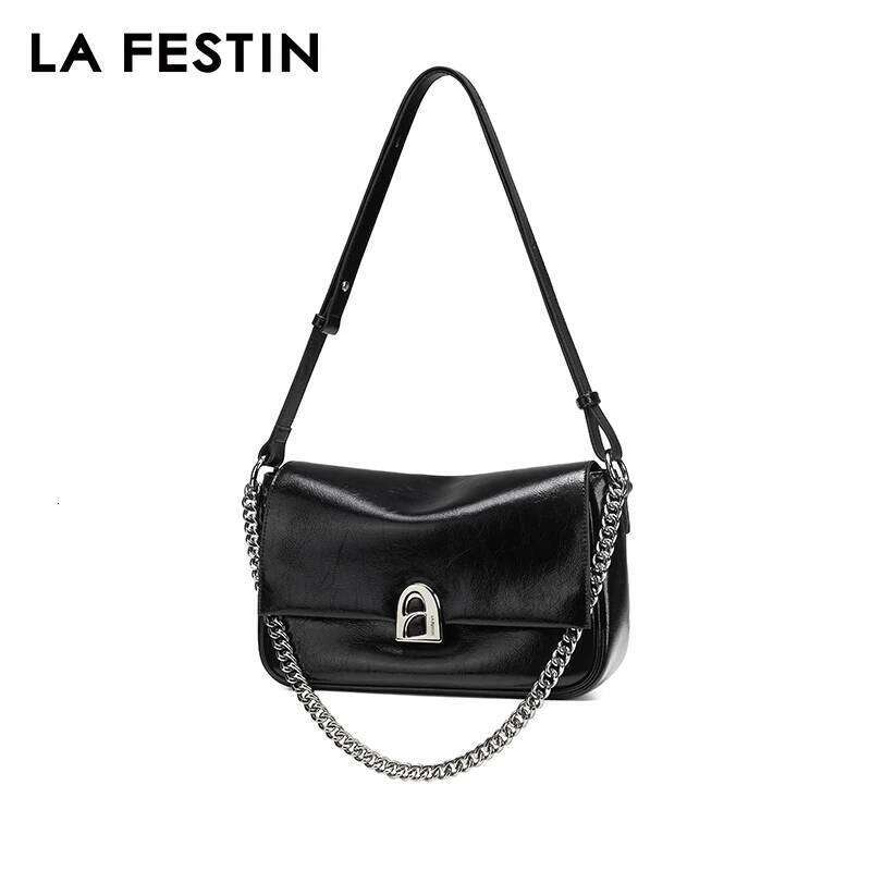 LA FESTIN 2024 For Women's Trend Leather Chain Ladies Shoulder Crossbody Large Capacity Messenger Bag