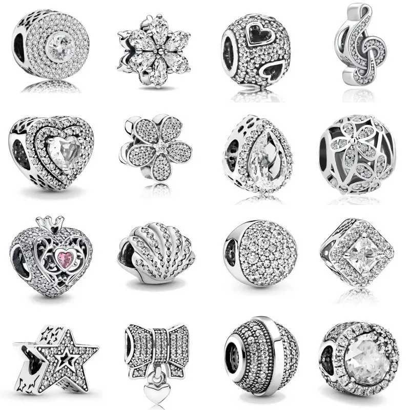 New circular Charm Fit Original Bracelet Shining Zircon Heart Flower Bead DIY Women Jewelry Gift 925 Silver plated MakingXJ250607