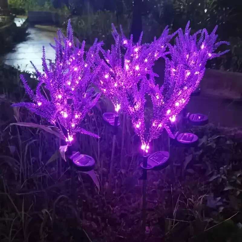 Solar-Powered LED Lights Outdoor Lawn Garden Decor Halloween Christmas Festive Atmosphere Lavender Lawn Waterproof Landscape W250607