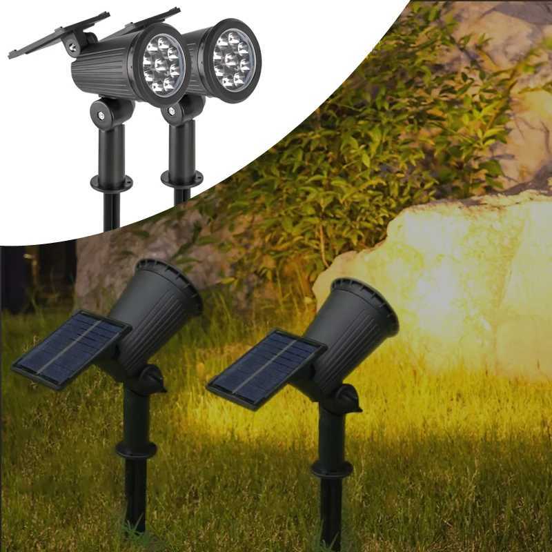 Solar Lawn Projector Spotlight with RGB Gradient 3 Brightness Adjustable Light IP65 Waterproof for Garden Patio Driveway Spot W250607