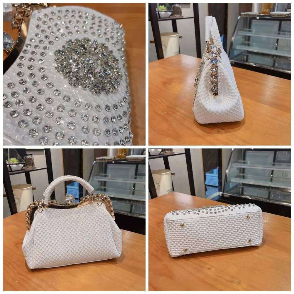 New Rhinestones Top-handle Bags For PU Leather Handbags Women Frame Designer Ladies Crossbody Bag Sac A Main