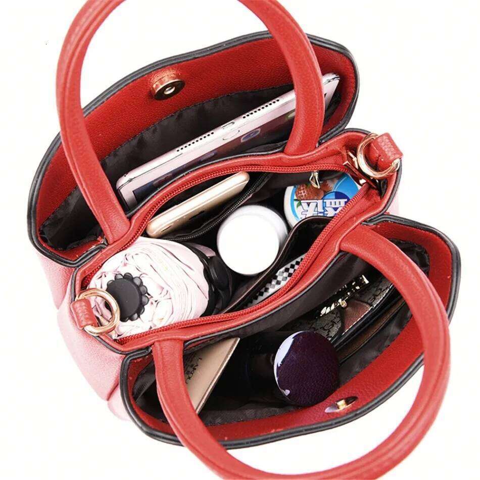 New 3 Pocket Leather Handbags Designer Female Croosbody Bags For Women Small Casual Tote Bag Sac A Main