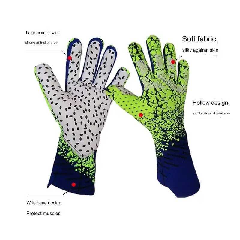 New Style Football Gloves Thick Non-slip Adult Children Sports Finger Protection Wear-resistant Breathable Goalkeeper Gloves XJ250606