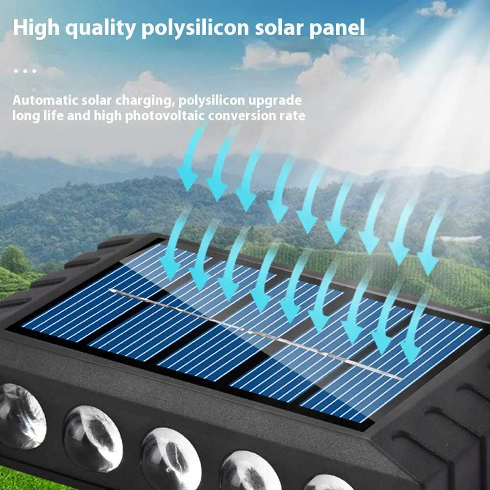 Solar Wall Lamp 4/6/8/10LEDs Outdoor Waterproof Solar Powered Light UP and Down Luminous Home Garden Yard Decorative Lamp W250607