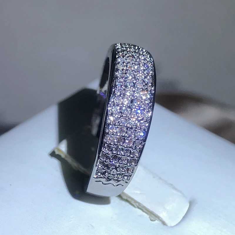 Sparkling White Zirconia Full Diamond Ring Ladies 925 Stamp New Fashion Party Wedding Jewelry Gifts For Men And Women XJ250606