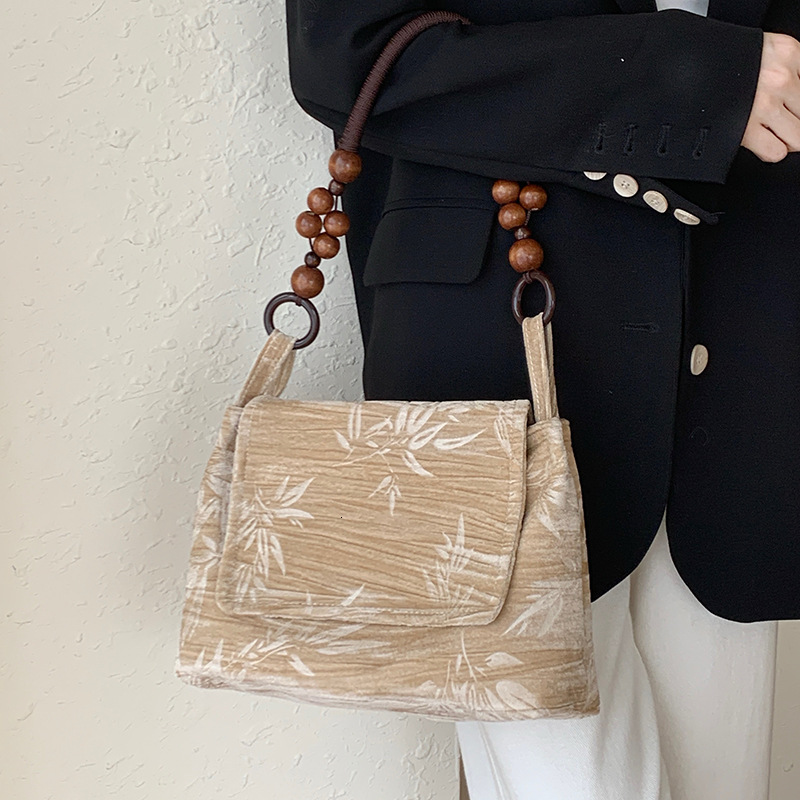 designer Beaded Handbag New Chinese Style Women's Bag 2025 New Trend Original Niche Velvet Underarm Bag Versatile Shoulder Bag