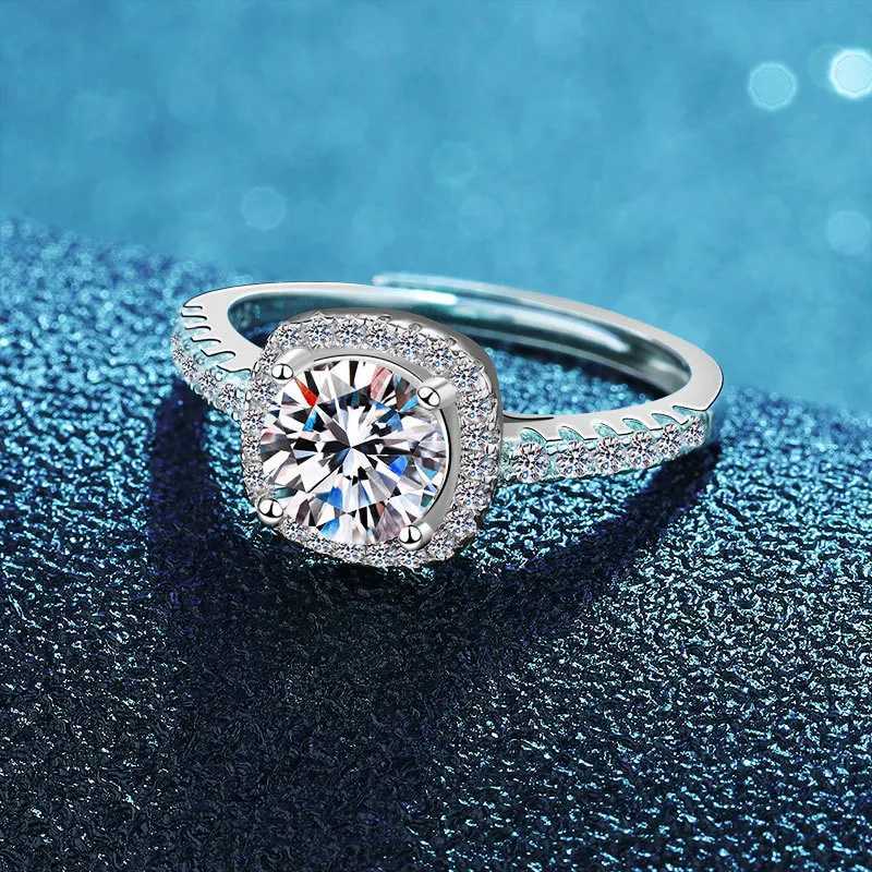 Real GRA Moissanite Rings Pass Diamond Test Pen Adjustable Size S925 Silver D VVS1 With Certificate Wedding Rings for Women XJ250606