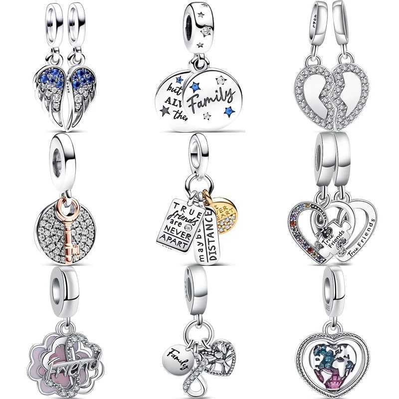 New 925 Sterling Silver Family Friends Friendship Triple Dangle Charm Heart Beads Fit Original Pantaro Bracelet Fine DIY Jewelry XJ250607