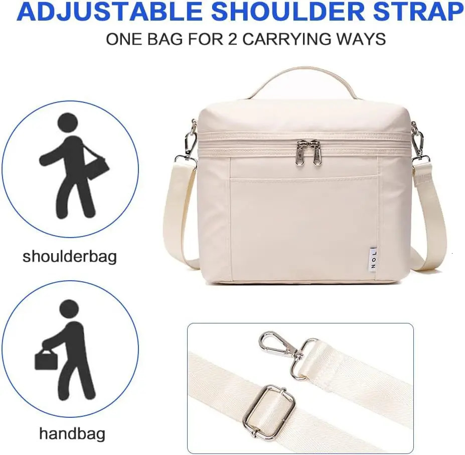 Insulated Lunch Box Bag with Shoulder Strap Hand-Held Cooler Box Thickened Bento Bag Travel Picnic Camping Bag 250606