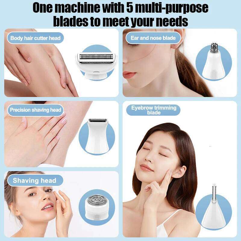 RESUXI 733 5 In 1 Multifunctional Women's Electric Epilator Face Shavers Eyebrow Painless Bikini Trimmer Hair Removal
