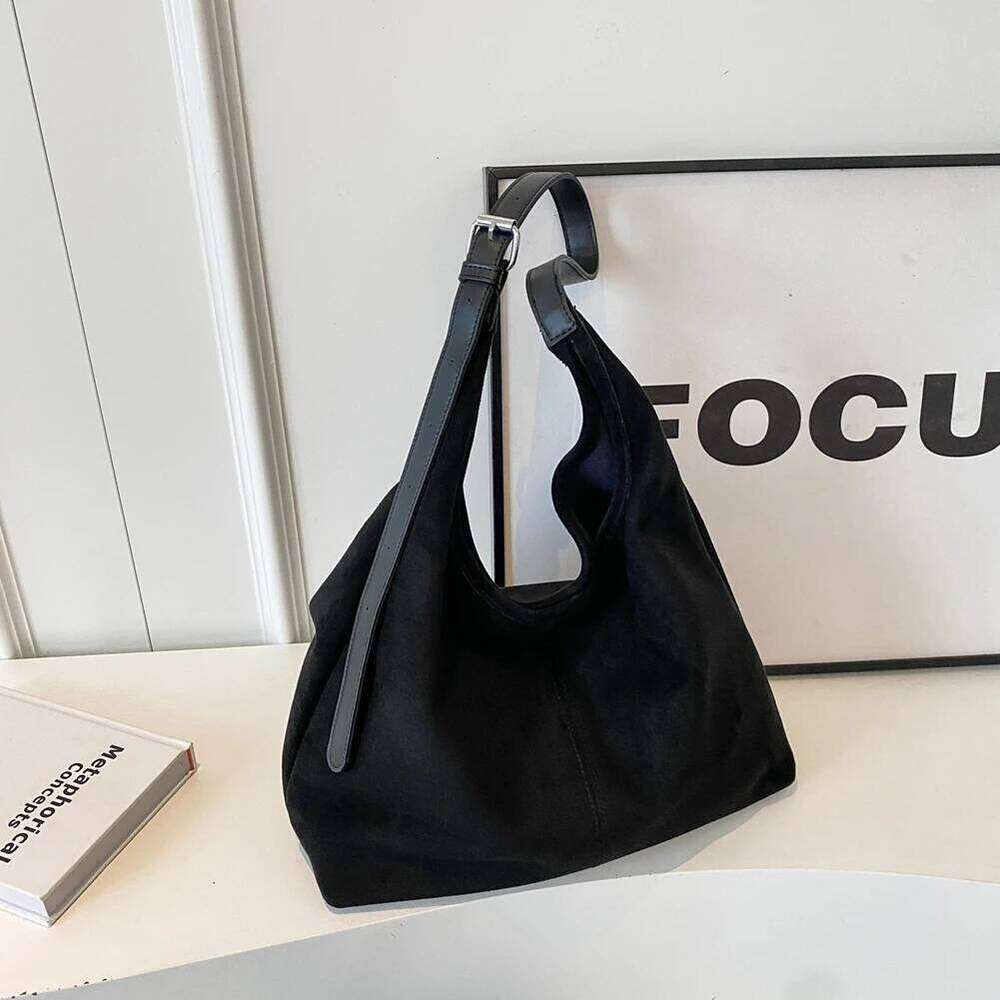 Retro Soft Suede for Women Autumn Winter Trend Large Capacity Shoulder Bags Solid Casual Tote Purse Daily Commuting Bag