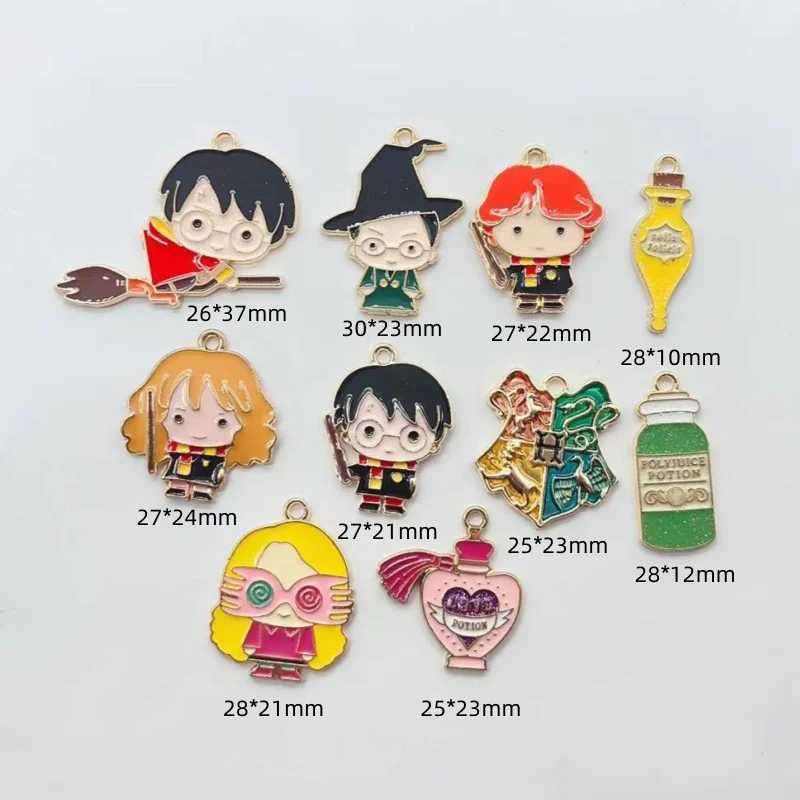 10Pcs Cartoon Enamel Metal Magic College Character Charm Pendants For Necklace Earring Bracelet Craft DIY Jewelry Making XJ250607