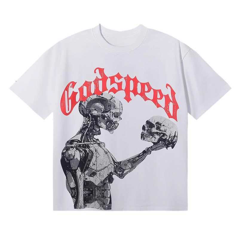2025 New Summer Godspd Technology Gaze Skull Printed Double Cotton Young Men and Women Casual Short Sleeve T-Shirt X2506071