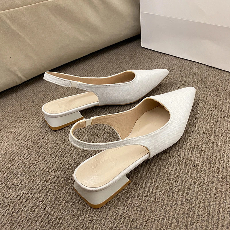 Summer Womens Sexy Pointed Retro Solid Color High Heels PU Leather Outdoor Banquet Party Womens Sandals Large Size 250605