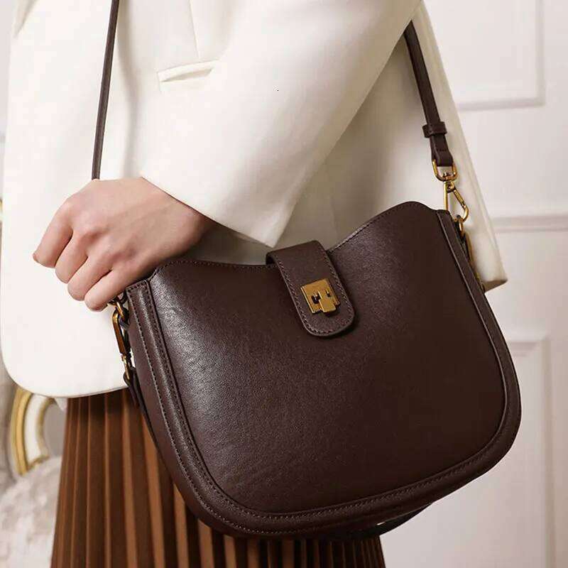 New Cowhide Women Shoulder Bag Designer Retro Genuine Leather Handbags High Quality Women Crossbody Bag