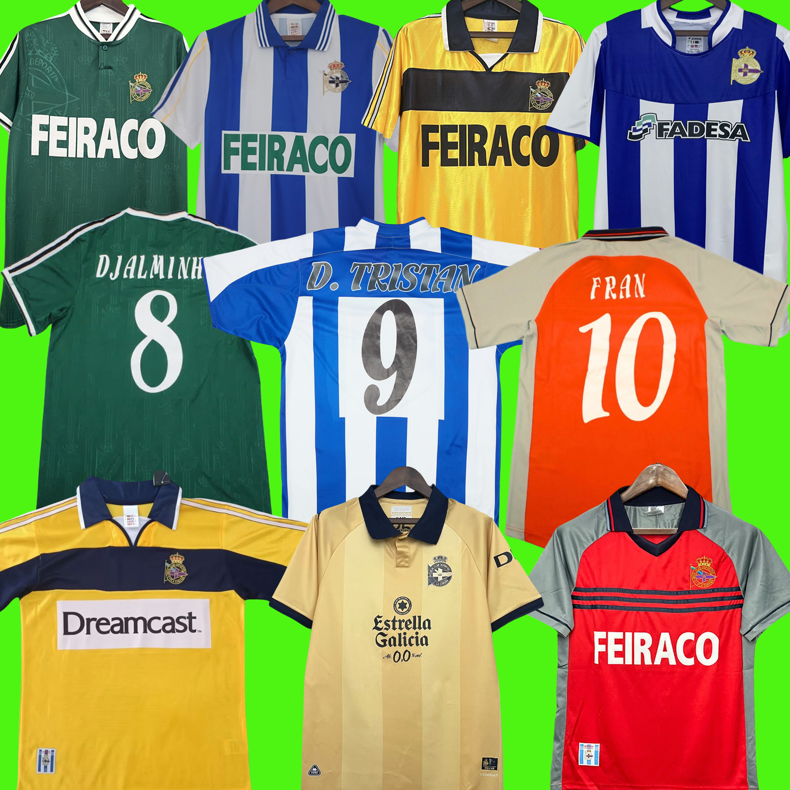 25 26 retro Deportivo de La Coruna Soccer Jersey 00 01 03 04 98 99 MAKAAY DJALMINHA TRISTAN VALERON HELDER ZIANI 99 00 classic Away Football Shirt