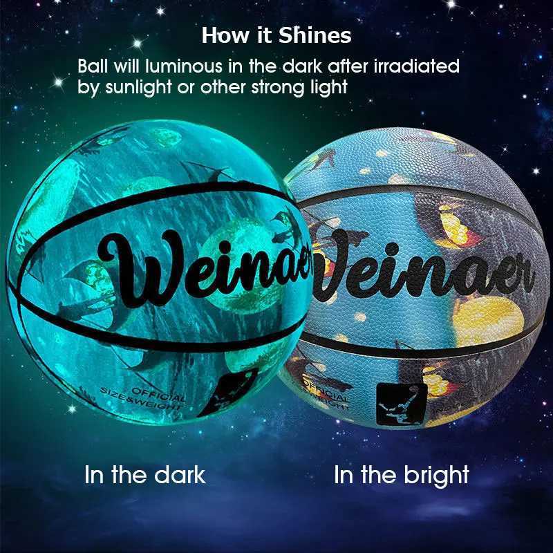 Glow In The Dark Basketball Regular Size 7# Hygroscopic Streetball Light Up Basketball Ball for Night Game Gift XJ250606