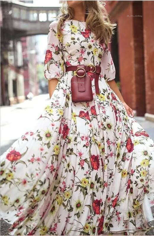 Plus Size 3Xl Summer Dress Designer Dress Women Fashion Deep V-Neck Halter Backless Sexy Maxi Dress Floral Strap Long Skirt Dresses For Woman cfe