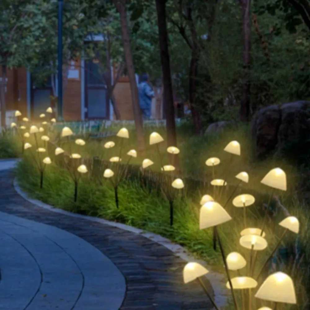 Solar Jellyfish Lamp Outdoor Waterproof Garden Landscape Atmosphere Lamp Home Garden Balcony Decorative Mushroom Lawn Lamp W250607