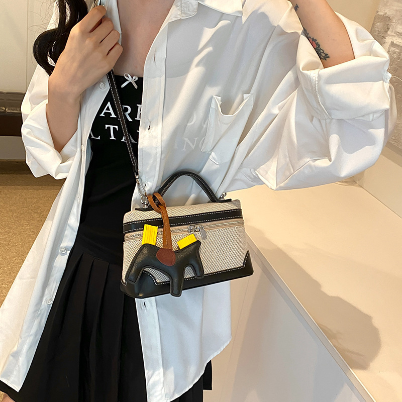 designer Canvas Box Bag Women's Bag 2025 New Fashion Trendy Handbag Casual Versatile Crossbody Shoulder Bag