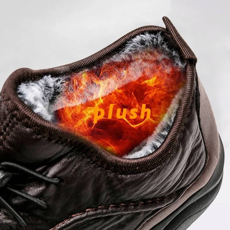 Ddmyoutdoor Winter Men S Snow PU Leather Plush Male Warm Causal Shoes Waterproof Ankle Boots Man Walking Hiking Trekking Sneaker Outdoor Shoes