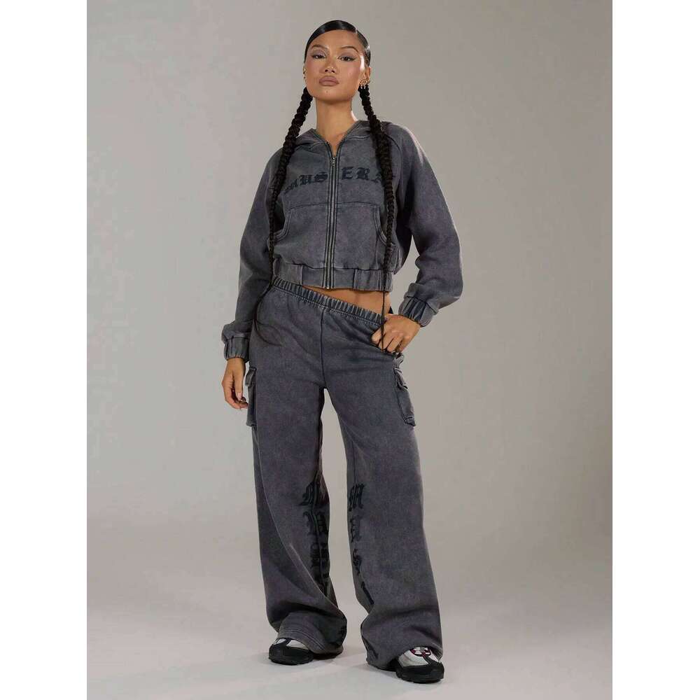 Autumn Winter New Embroidery Men and Women With the Same Style to Do Old Waste Wind Handsome Sports Sweatpants