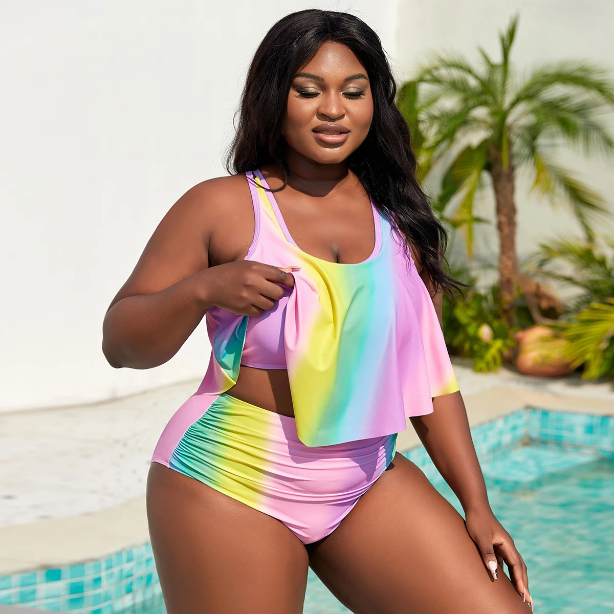 2025 Women Bikinis Set Swimsuit Swimwear Plus Size Push Up Large Big Floral Swimming Suits Beachwear Bathing 250603