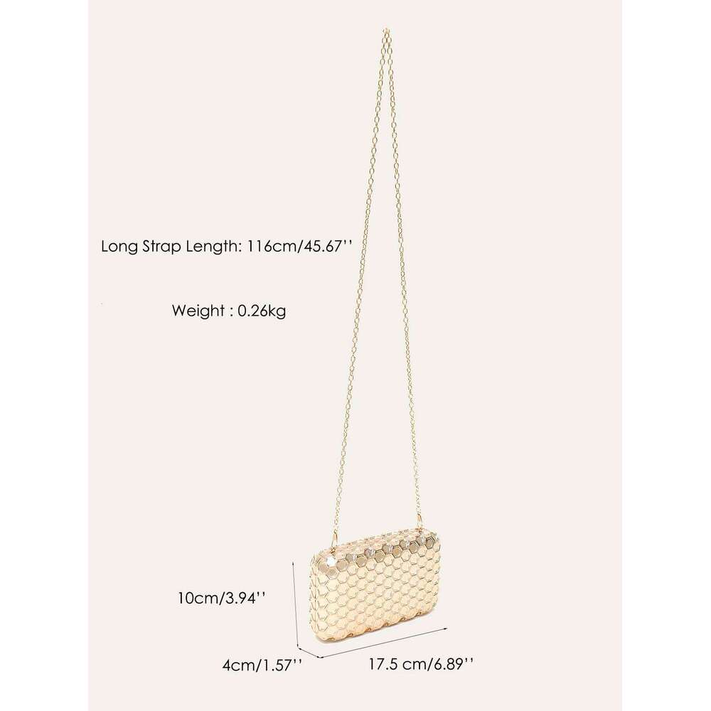 CEZIRA Brand Chic Design Women Evening Clutch Bag ABS Box Case Hexagonal Geometric Honeycomb Pattern Long Chain Shoulder Handbag