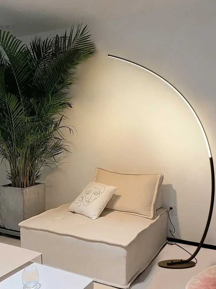 Nordic LED Corner Light Arc RGB Floor Lamps Black White C APP Remote Floor Lights Stand Light for Dining Living Room Decor W250607