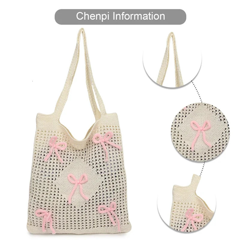 Large Capacity Crochet Beach Tote Bag Women Knitted Shoulder Woven Hobo Hollow Out Handbag for Party Vacation 250605