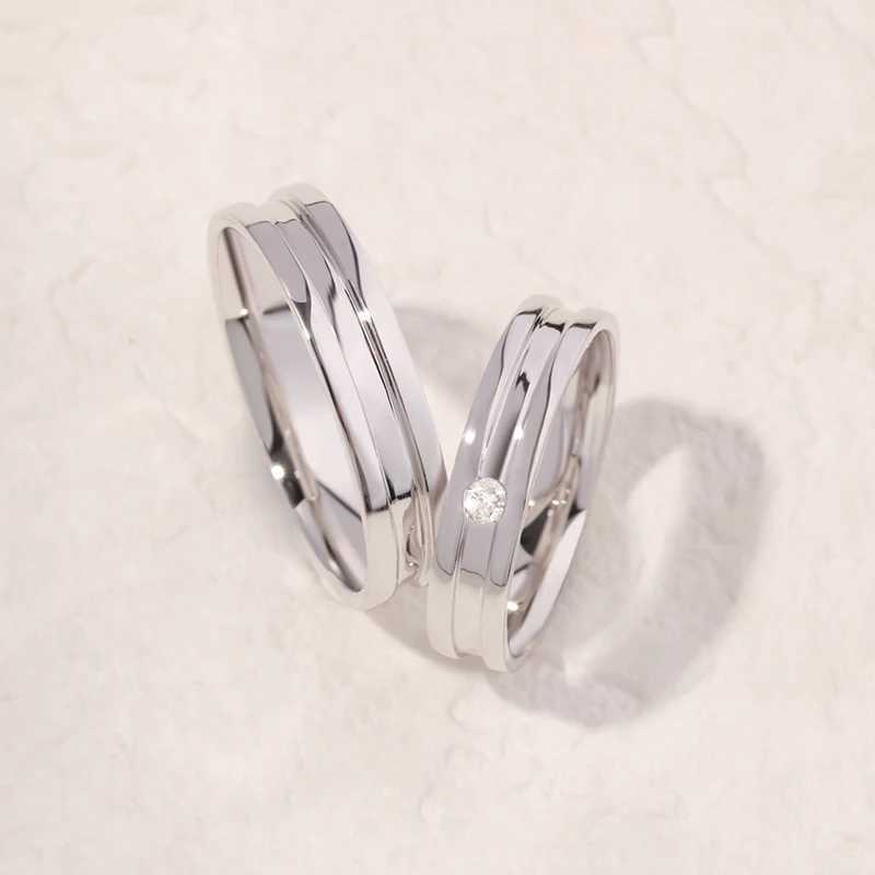 Limited Edition Minimalist Style whole 100% platinum PT950 18K 14K 10K Gold Couple Rings Matching Diamond Wedding Bands W250606