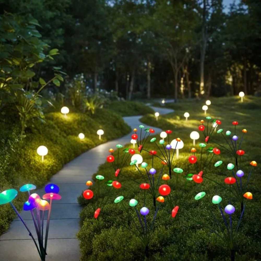 Solar Jellyfish Lamp Outdoor Waterproof Garden Landscape Atmosphere Lamp Home Garden Balcony Decorative Mushroom Lawn Lamp W250607