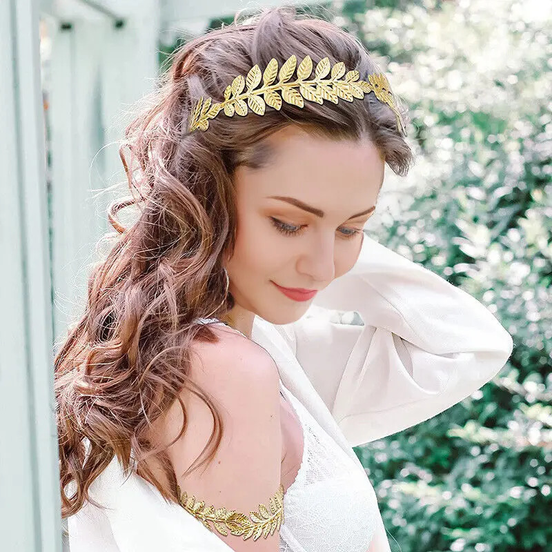 1 Set Greek Goddess Vintage Hair Jewelry Accessories - Bridal Earrings Bracelet Headpiece for Wedding and Party Dress Up 250529