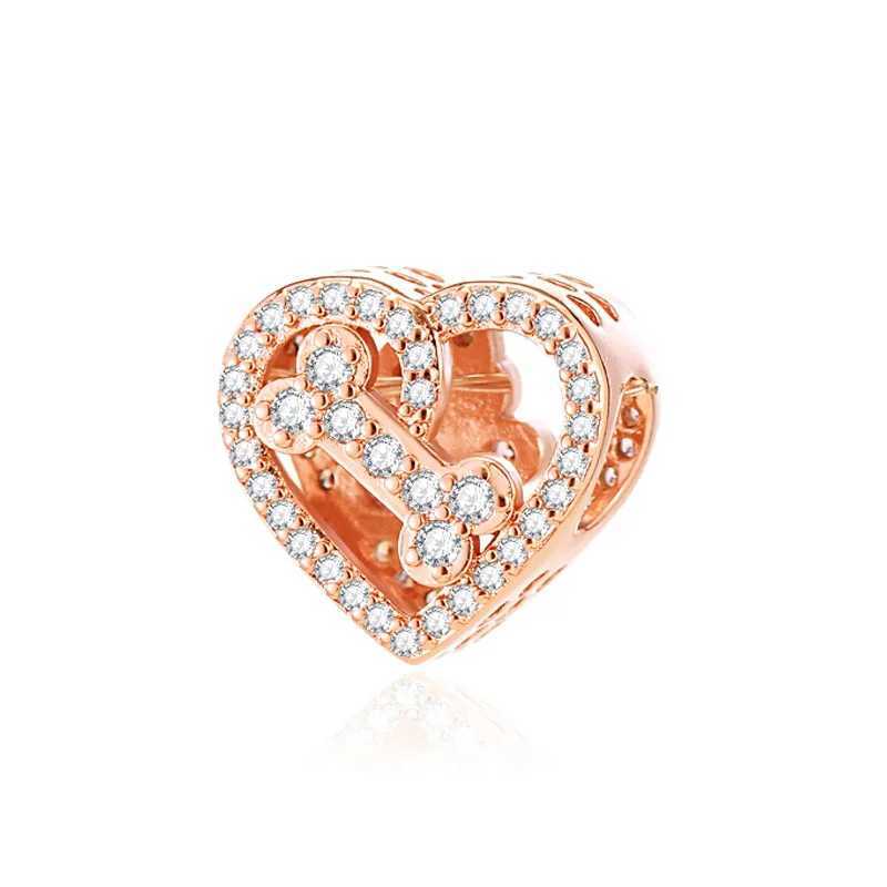 Sparkling 925 Sterling Silver Gold Plated Series Heart Moon Pendant Charm Bead Fit Original European Bracelet Necklace DIY XJ250607