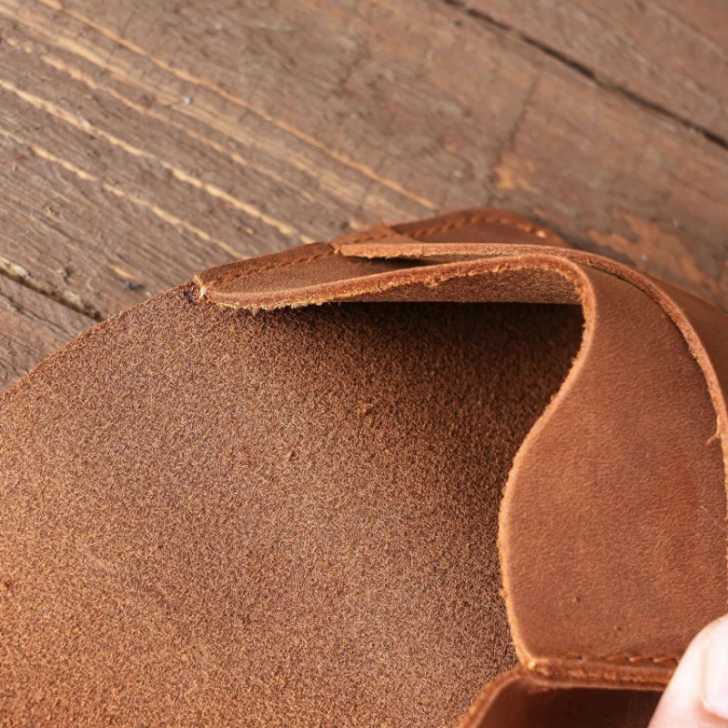 Simple Genuine Leather Card Holder Creative Retro Casual Mini Purse Wallet Crazy Horse Leather Small Business Cards Storage Case 250605