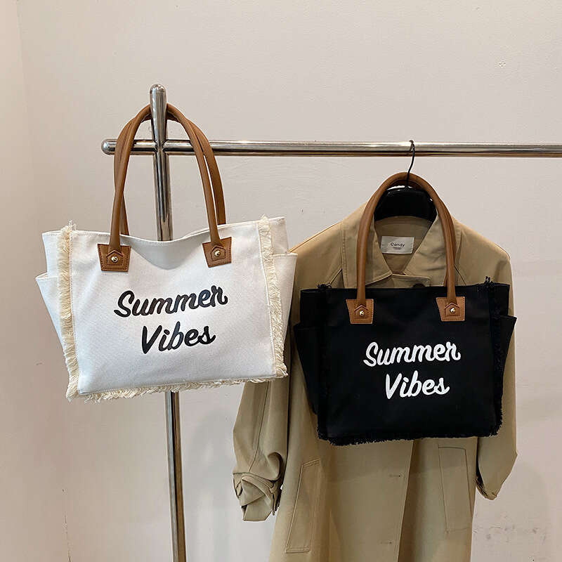 Korean and Japanese Style Simple Women's 2025 New Fashion Printed Tote Large Capacity Handbag Underarm Bag