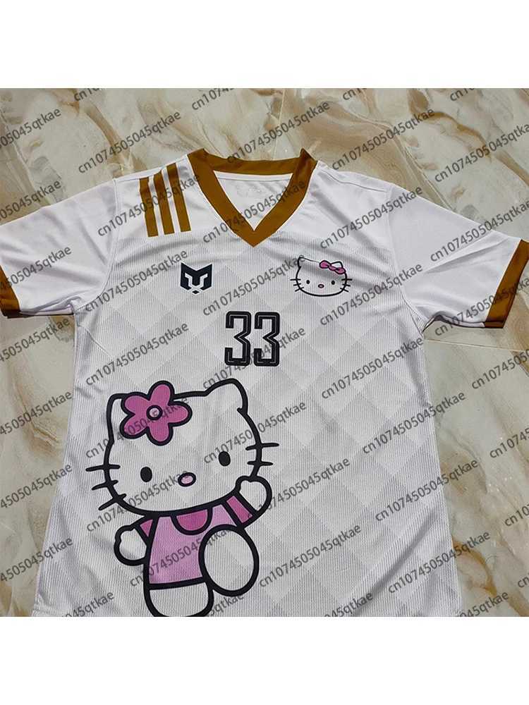 Sanrio 2025 Disney Cartoon Hello Kitty Short Sleeve T-shirt Men Women Summer Fashion Leisure Breathable Quick Drying Football Jersey w250607