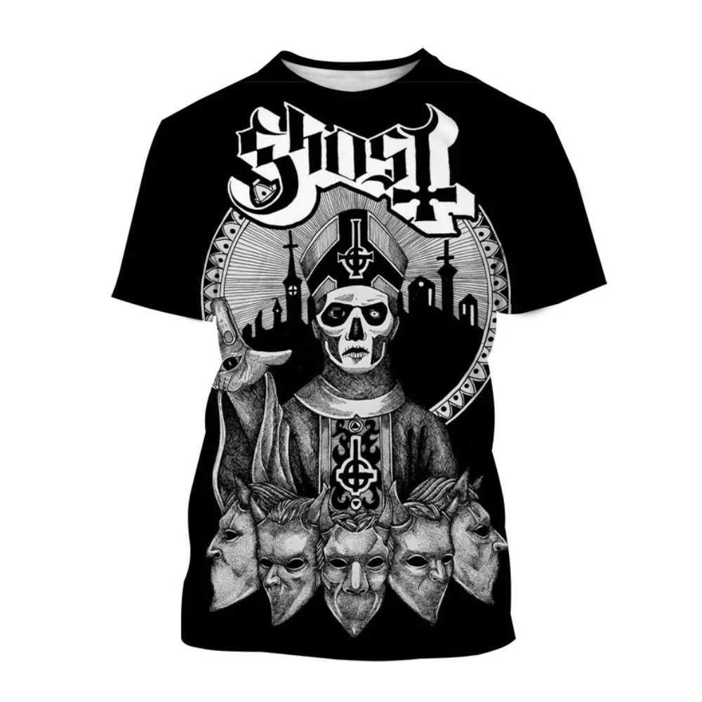 Motorcycle Hot Sale Ghost Band 3D Print T-shirt Personality Men Women Kids Casual Fashion Hip-hop Rock Cool Short Sleeve T Shirt W250607