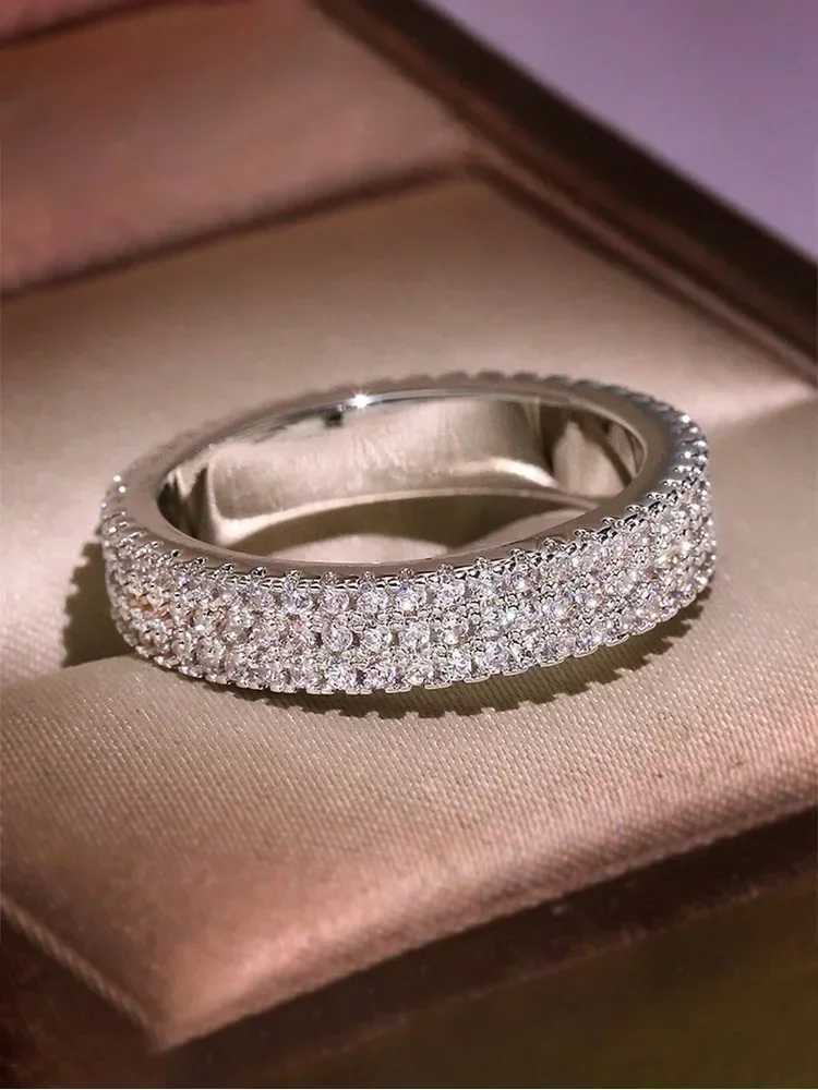 925 Sterling Silver Full Zircon Shining Classic Ring For Women Engagement Wedding Anniversary Fashion High Quality Fine Jewelry XJ250606