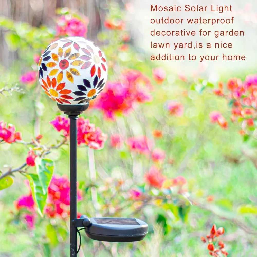 Solar Garden Lights - Mosaic LED Stake Lights Waterproof Outdoor Decor for Lawn/Patio/Yard 1-Pack XJ250606