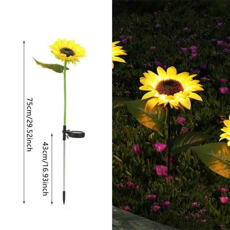LED Solar Sunflower Outdoor Lawn Light IP65 Waterproof Pathway Yard Wedding Holiday Garden Decoration Solar Flowers Lamp W250607