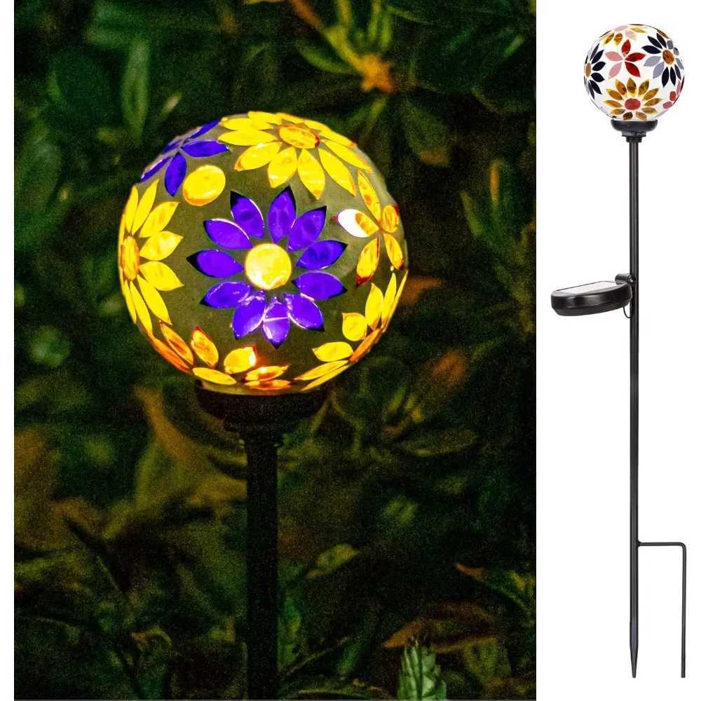 Solar Garden Lights - Mosaic LED Stake Lights Waterproof Outdoor Decor for Lawn/Patio/Yard 1-Pack XJ250606